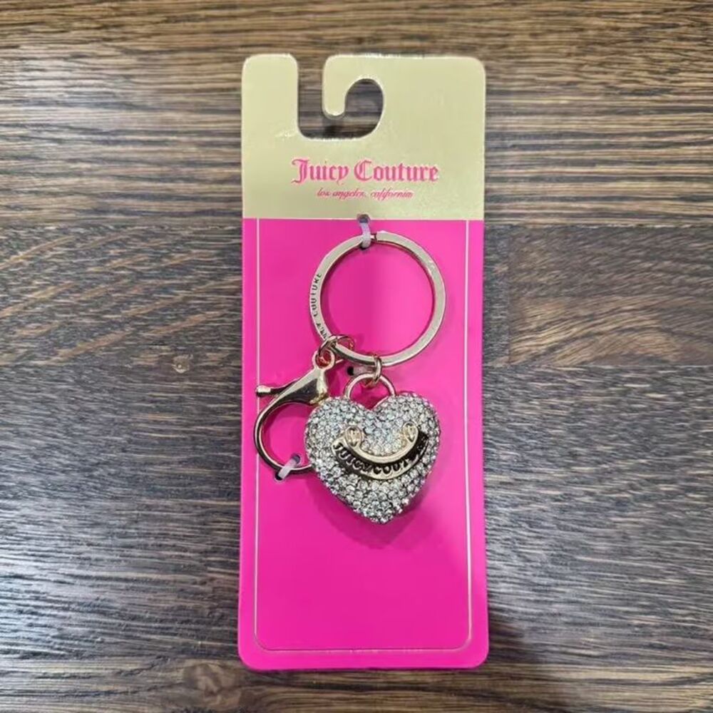 Juicy Couture Gold Bling Heart Keychain Bag Charm Keychain